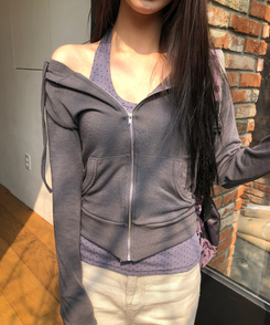 スリムフードジップアップ(7color) CHARCOAL