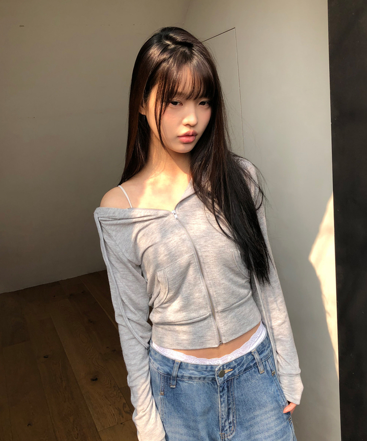 スリムフードジップアップ(7color) GREY