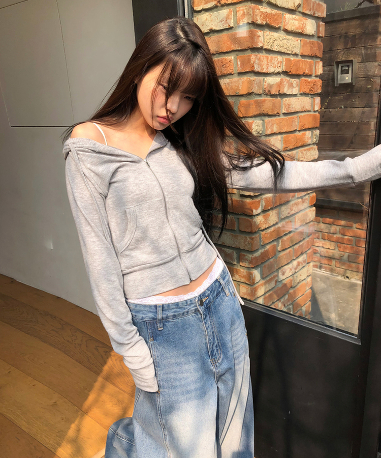 スリムフードジップアップ(7color) GREY