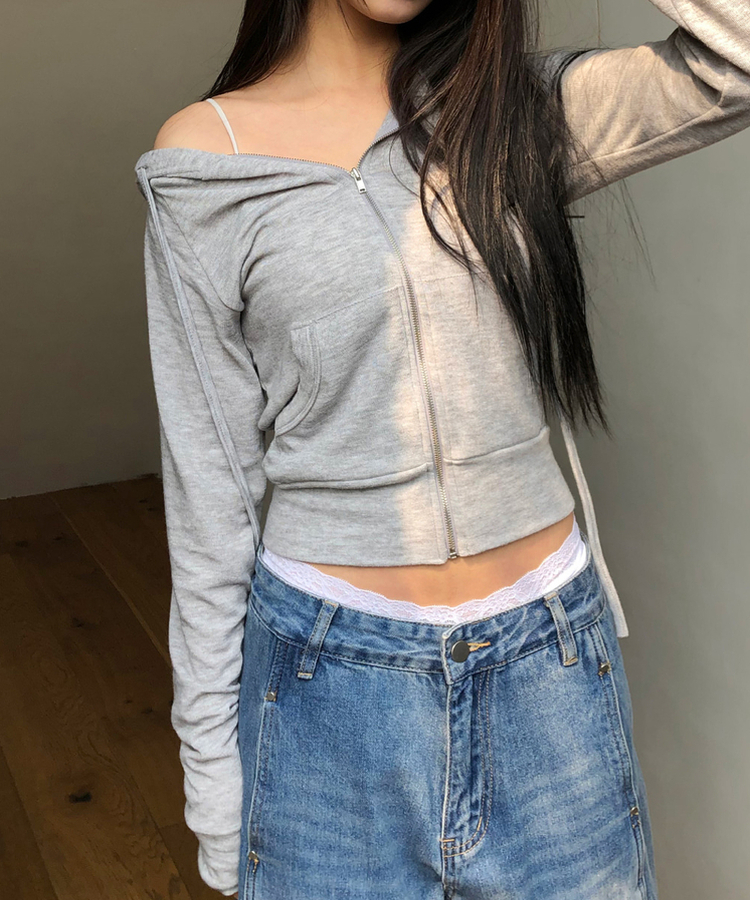 スリムフードジップアップ(7color) GREY