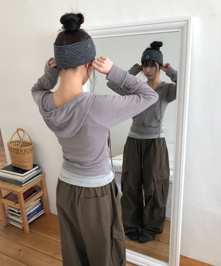 スリムフードジップアップ(7color) KHAKI