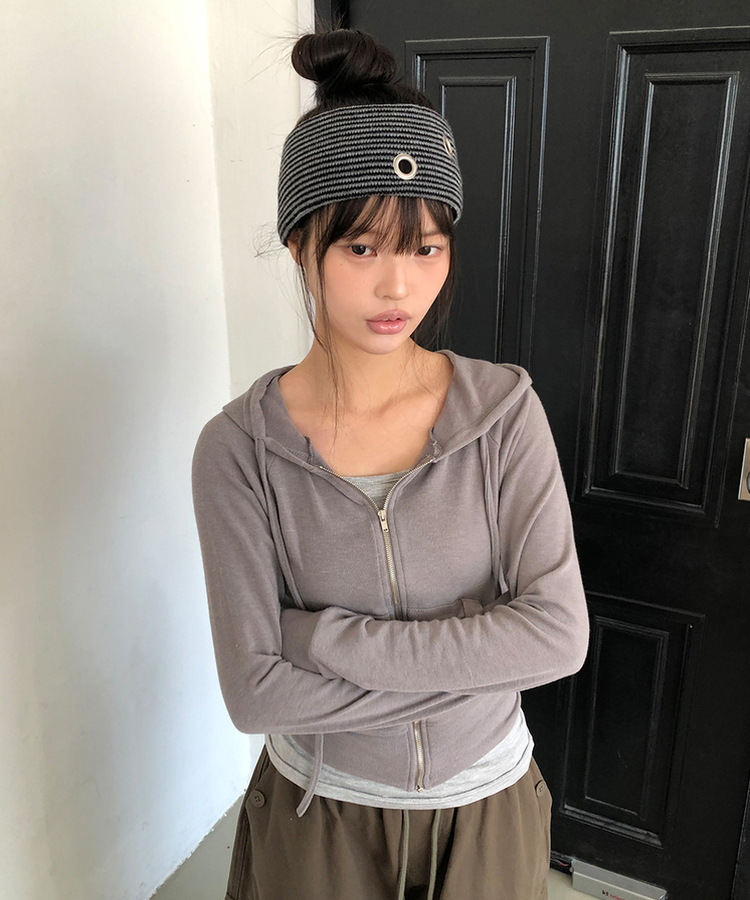 スリムフードジップアップ(7color) KHAKI