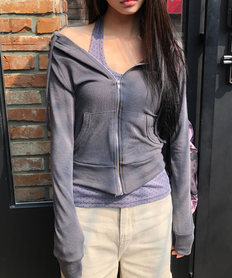 スリムフードジップアップ(7color) CHARCOAL