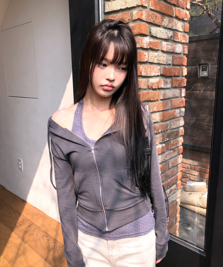 スリムフードジップアップ(7color) CHARCOAL