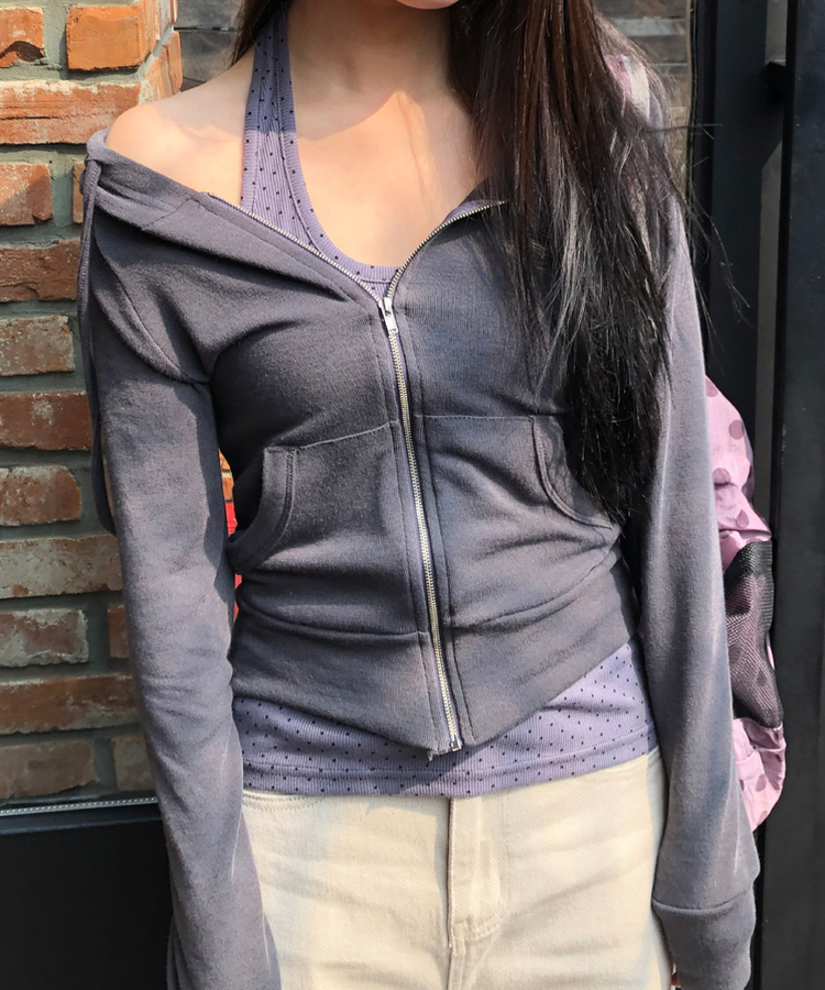 スリムフードジップアップ(7color) CHARCOAL