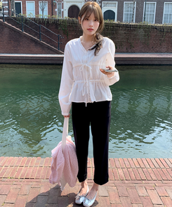 アイレットストリングブラウス IVORY