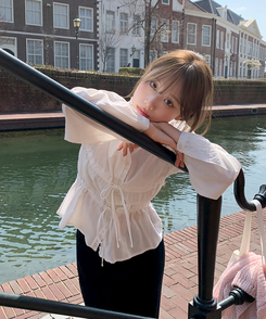 アイレットストリングブラウス IVORY