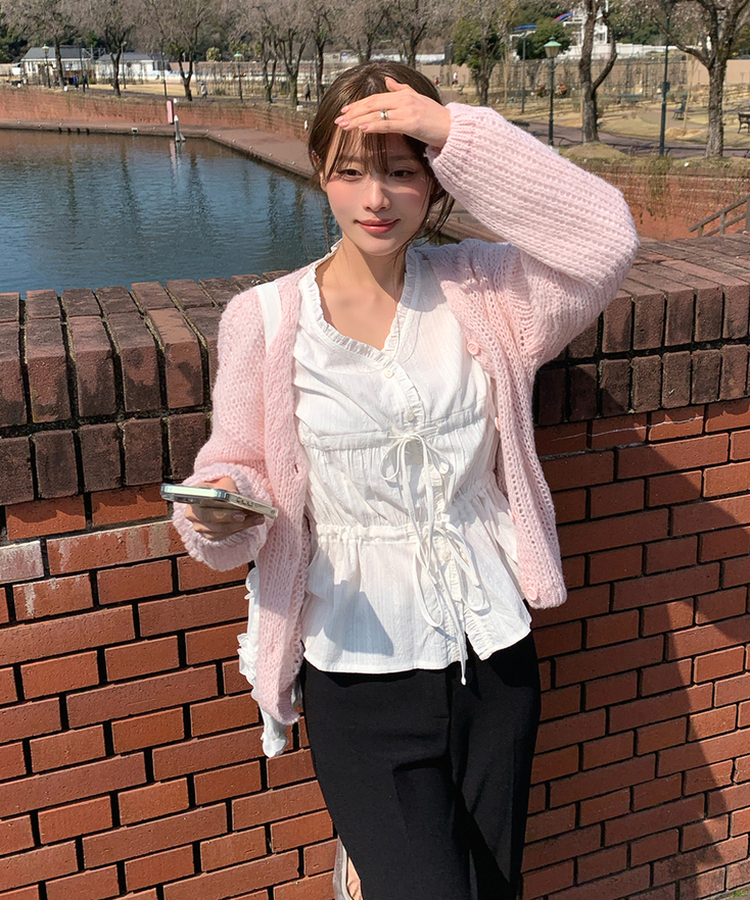 アイレットストリングブラウス IVORY