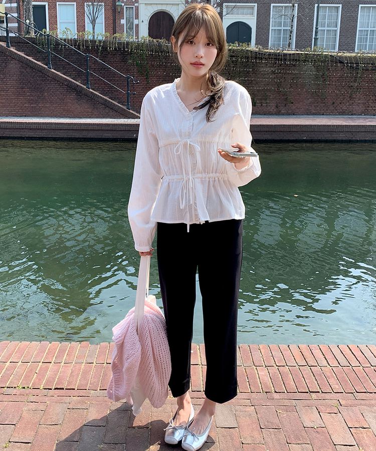 アイレットストリングブラウス IVORY