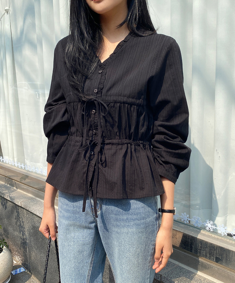 アイレットストリングブラウス BLACK