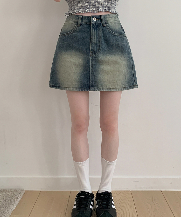 ウォッシュドデニムミニスカート BLUE