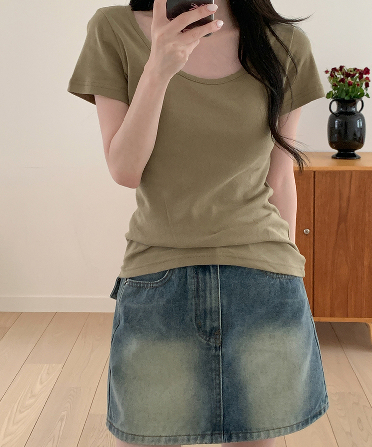 ウォッシュドデニムミニスカート BLUE