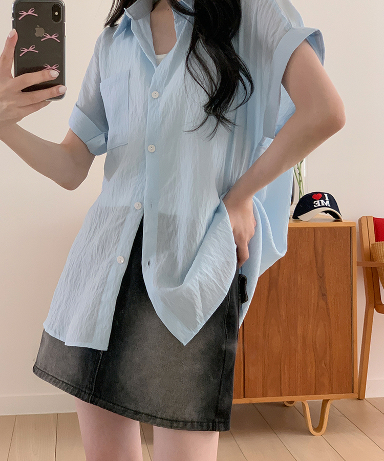 ウォッシュドデニムミニスカート BLACK