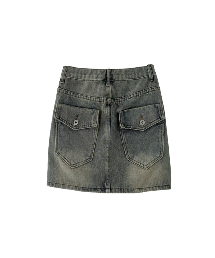 ウォッシュドデニムミニスカート