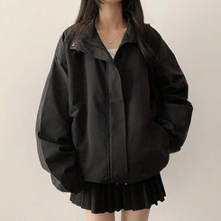 ハイネックウィンドブレーカージャンパー(6color) BLACK