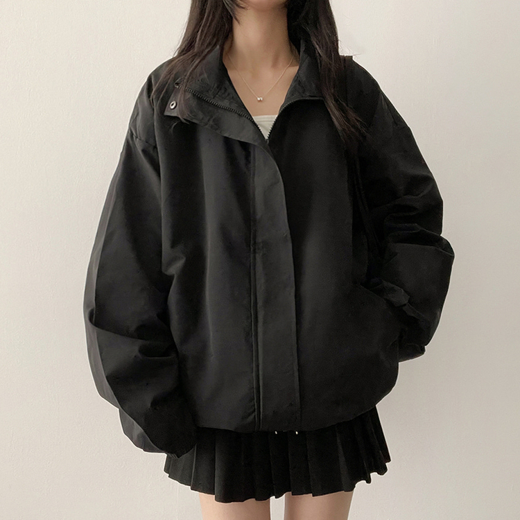 ハイネックウィンドブレーカージャンパー(6color) BLACK