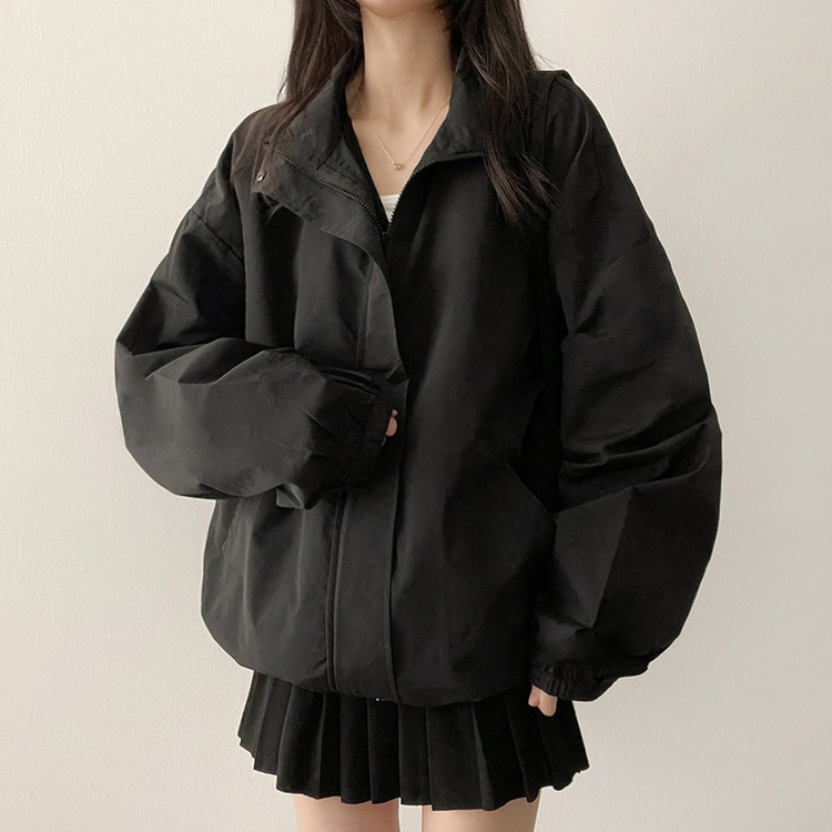 ハイネックウィンドブレーカージャンパー(6color) BLACK