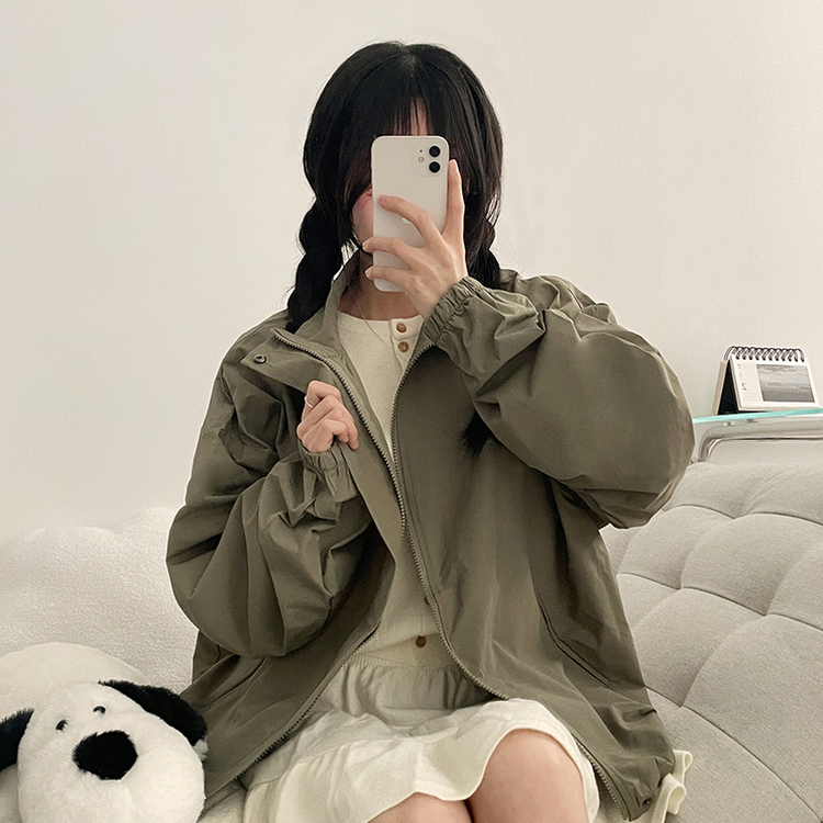 ハイネックウィンドブレーカージャンパー(6color) KHAKI