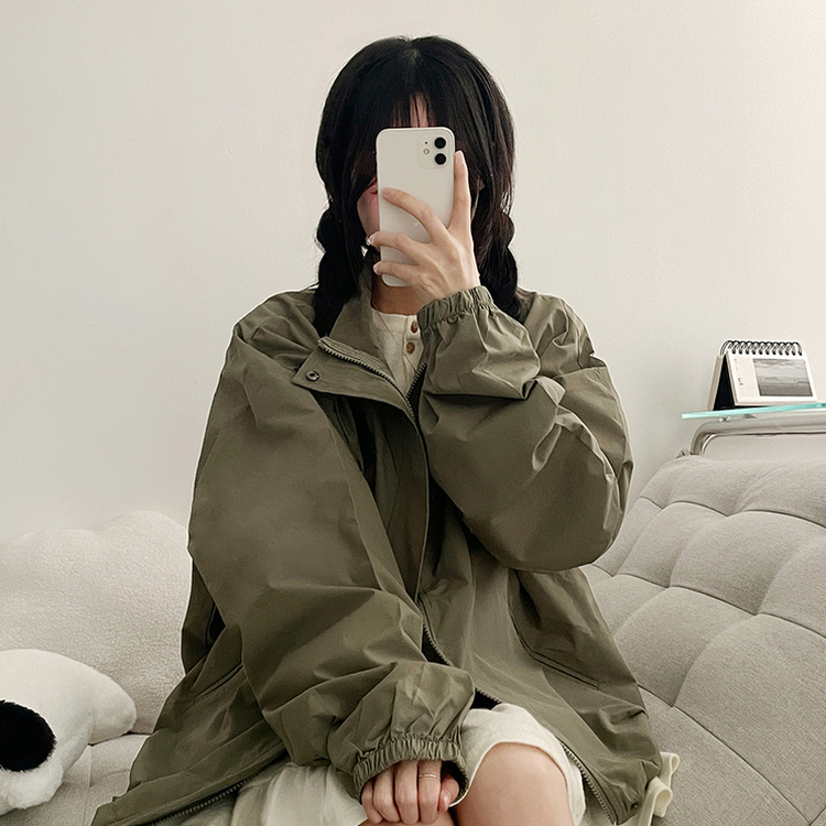 ハイネックウィンドブレーカージャンパー(6color) KHAKI