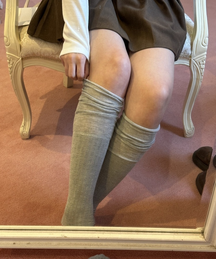 リブルーズニーハイソックス LIGHT GRAY