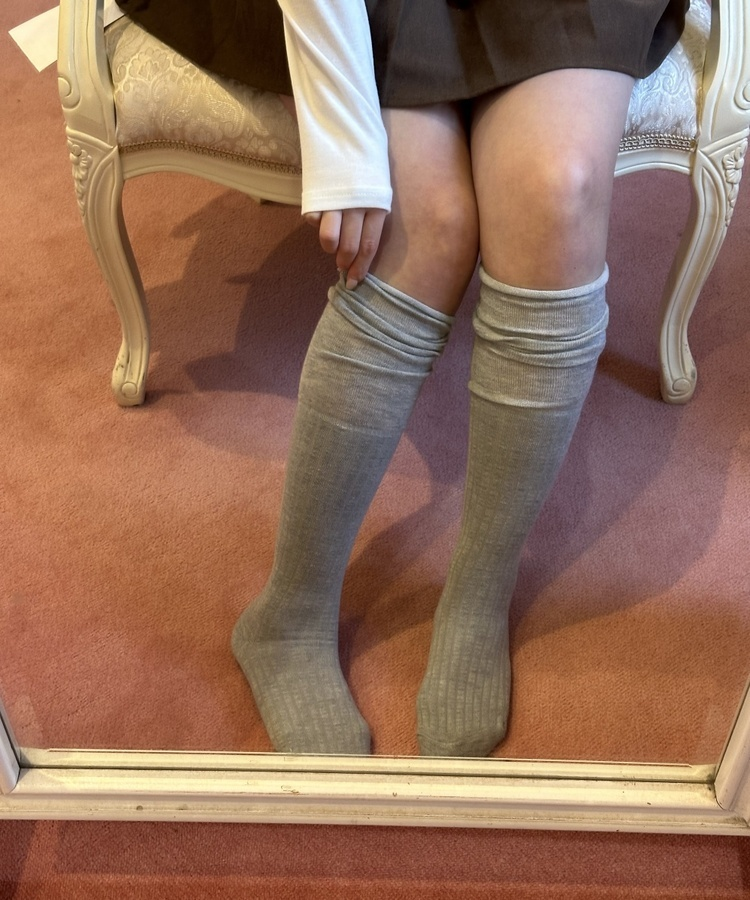 リブルーズニーハイソックス LIGHT GRAY