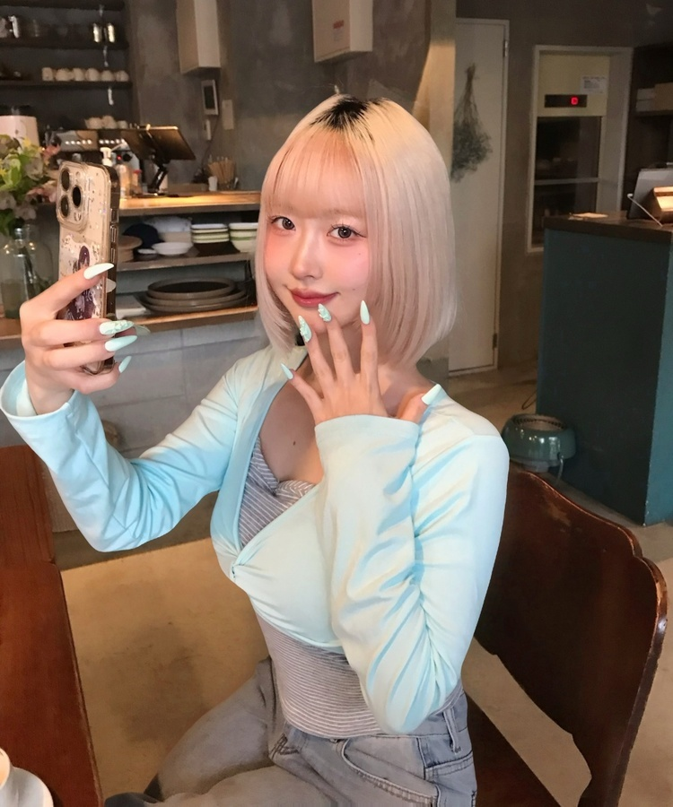 【SET】ツイストカーディガン＋ボーダーキャミソール SKYBLUE