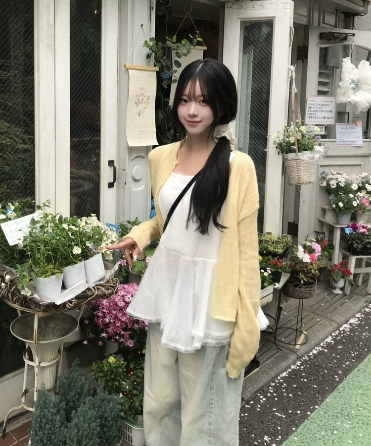 레이스 프릴 캐미솔 아이보리