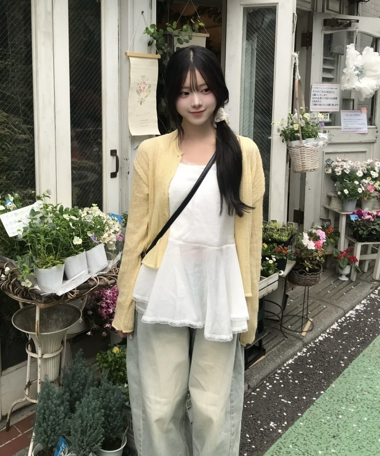 레이스 프릴 캐미솔 아이보리