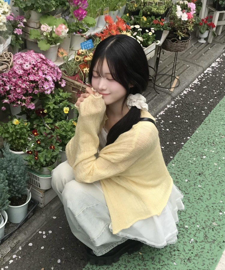 모헤어 시스루 가디건 연노랑