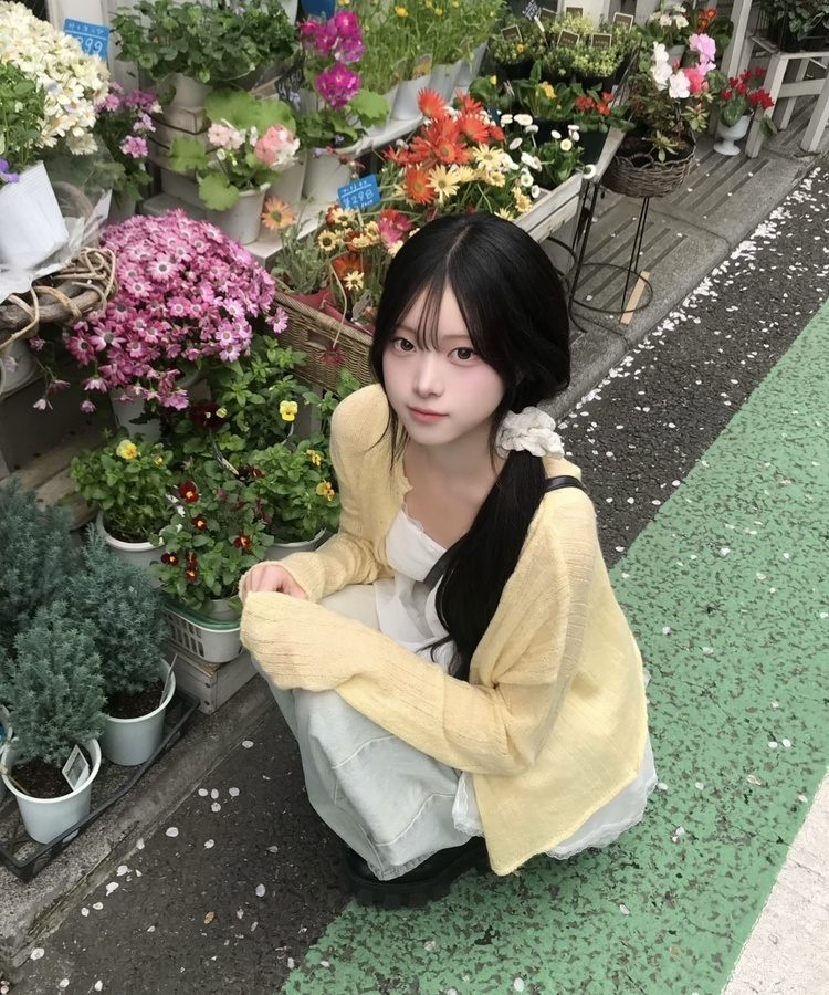 모헤어 시스루 가디건 연노랑