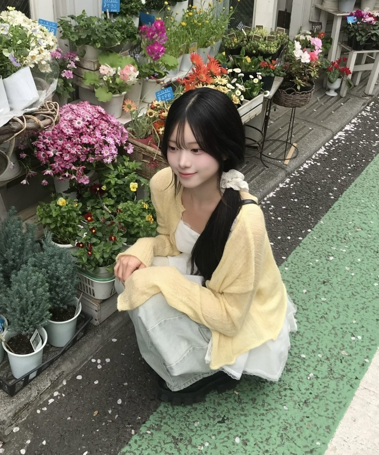 모헤어 시스루 가디건 연노랑