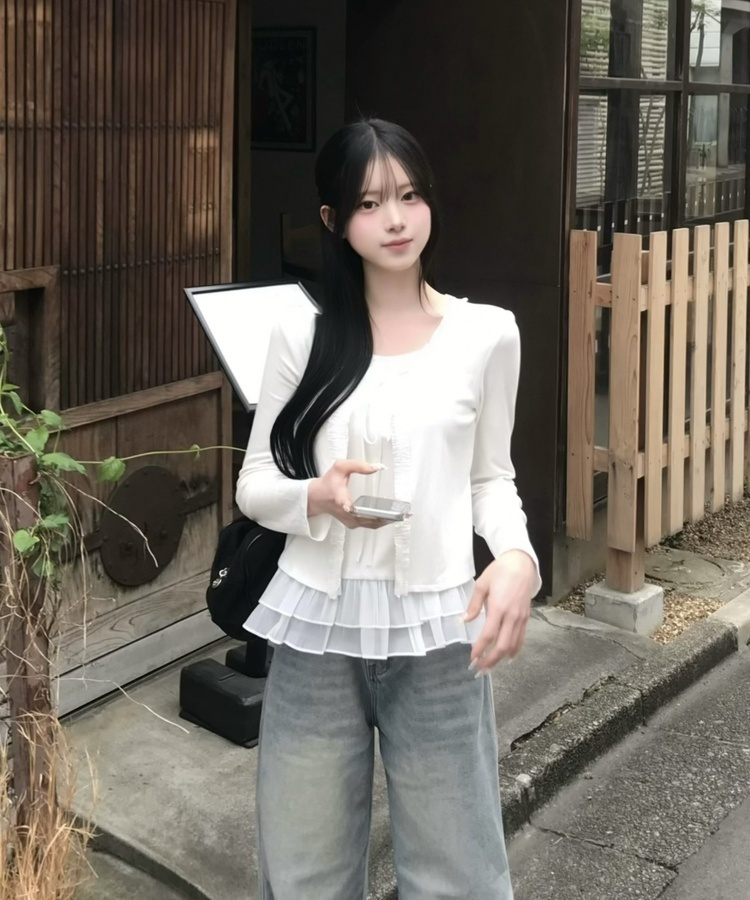 【SET】캉캉 나시+프릴 가디건 화이트