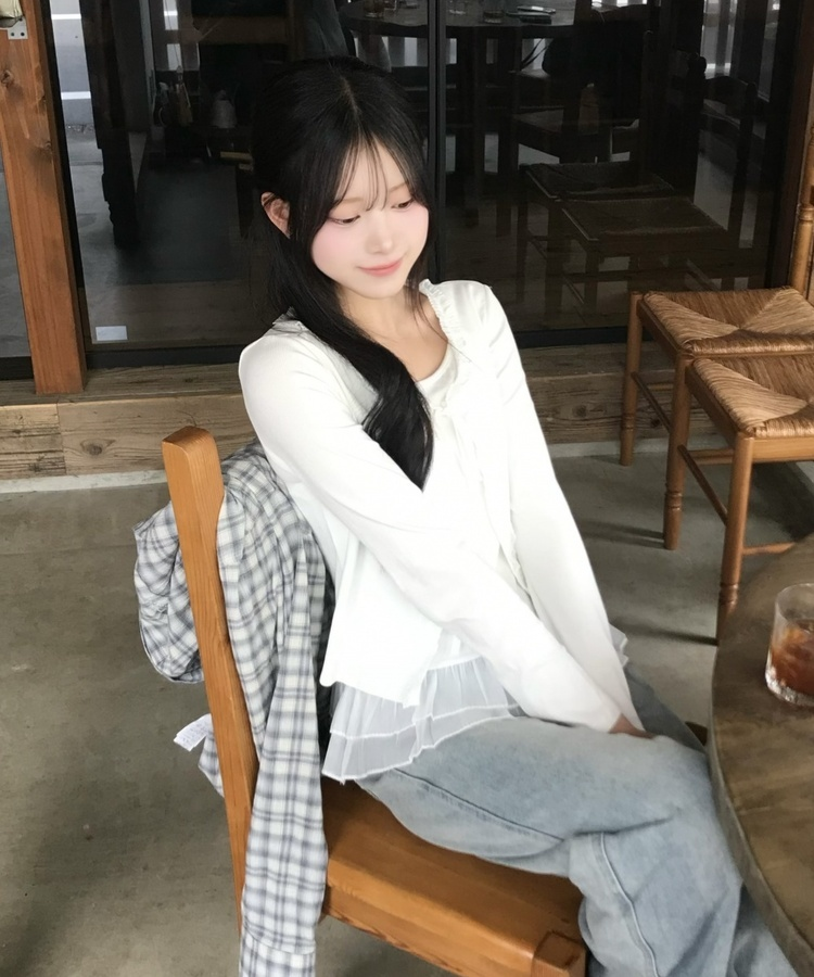 【SET】캉캉 나시+프릴 가디건 화이트