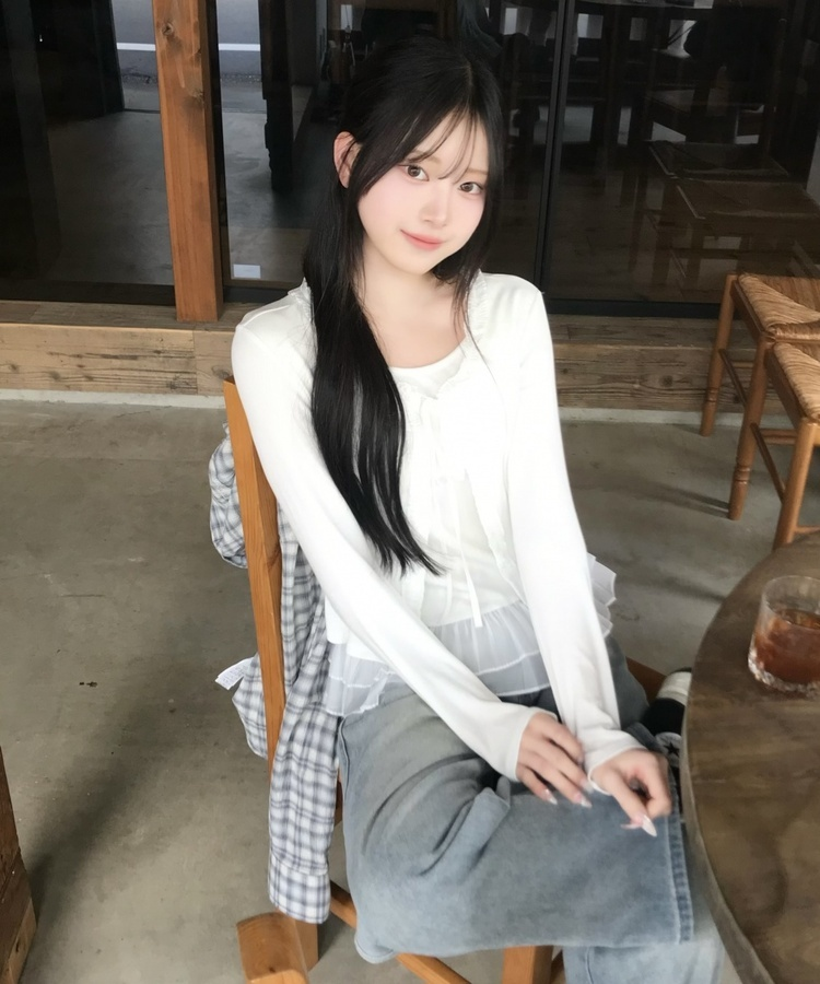 【SET】캉캉 나시+프릴 가디건 화이트