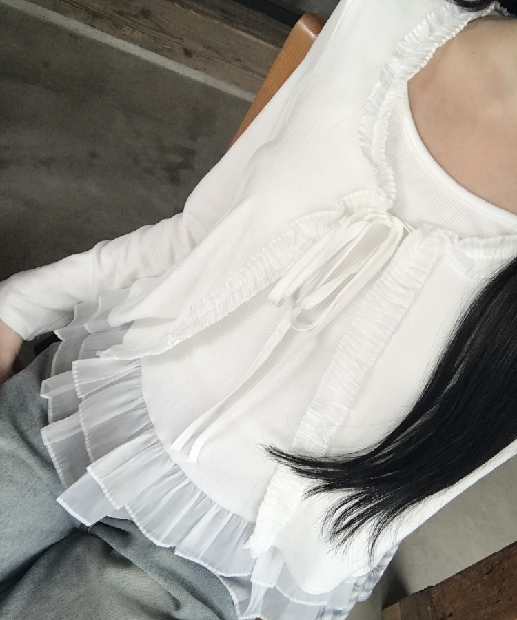 【SET】캉캉 나시+프릴 가디건 화이트