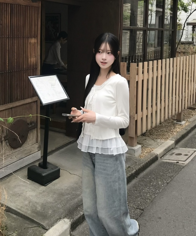 【SET】캉캉 나시+프릴 가디건 화이트