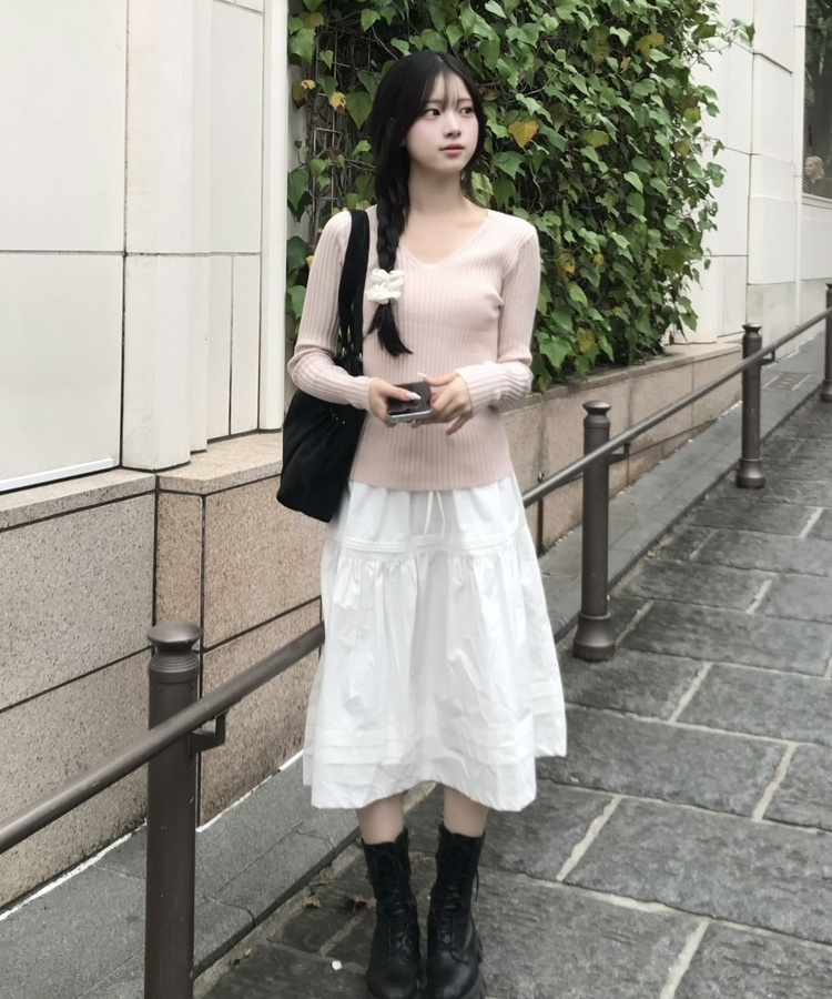 코튼 티어드 롱 스커트 화이트
