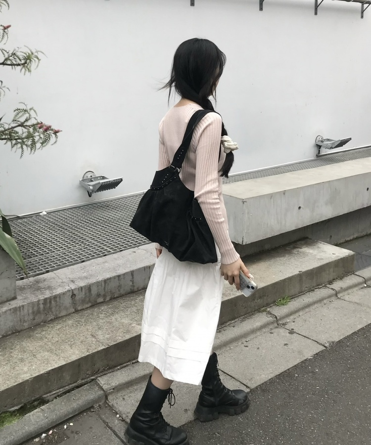 코튼 티어드 롱 스커트 화이트