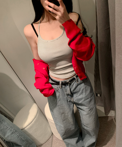 ボーダーホルターネックキャミソール IVORY