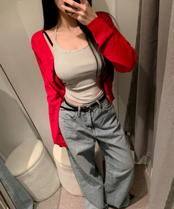 ボーダーホルターネックキャミソール IVORY