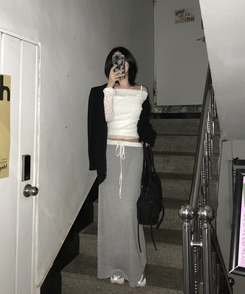 【丈別】バイカラーロングスカート MELANGE