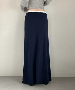 【丈別】バイカラーロングスカート NAVY