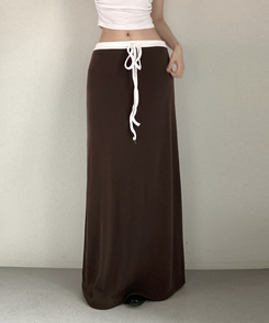 【丈別】バイカラーロングスカート BROWN