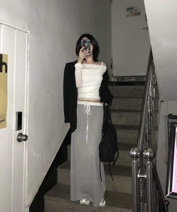 【丈別】バイカラーロングスカート MELANGE