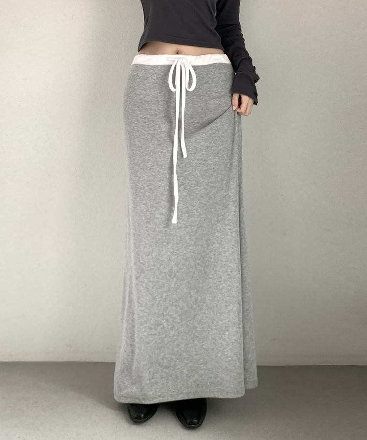 【丈別】バイカラーロングスカート MELANGE