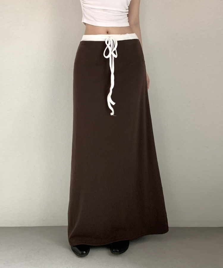 【丈別】バイカラーロングスカート BROWN