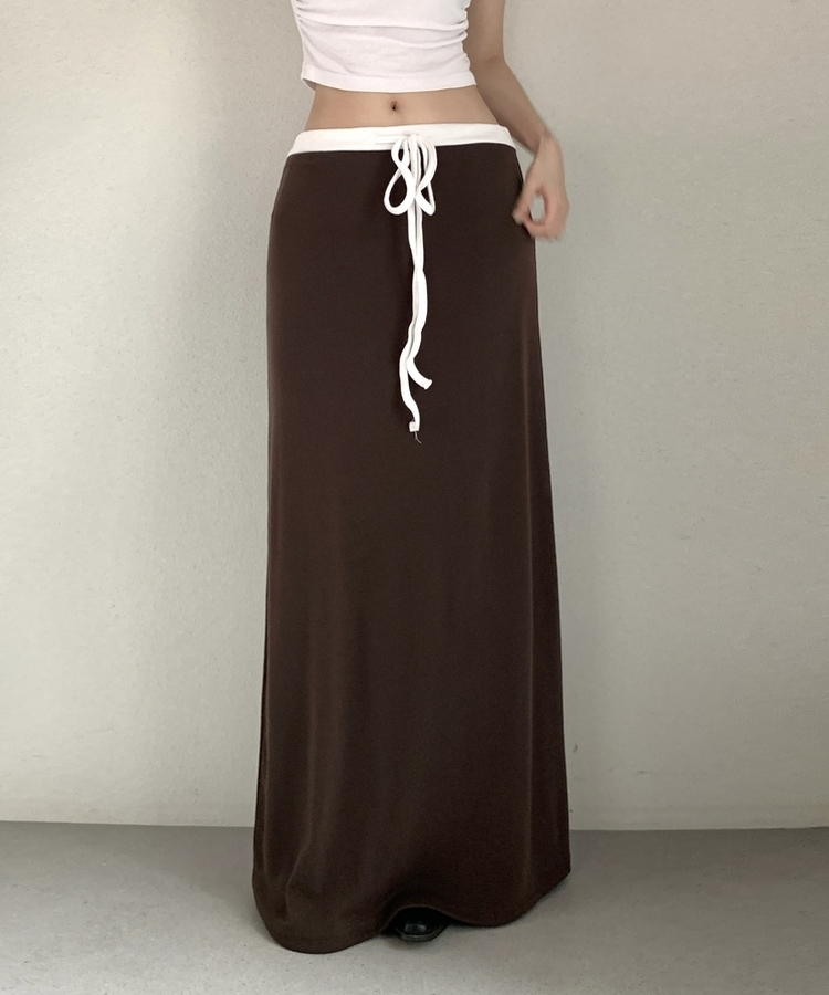 【丈別】バイカラーロングスカート BROWN