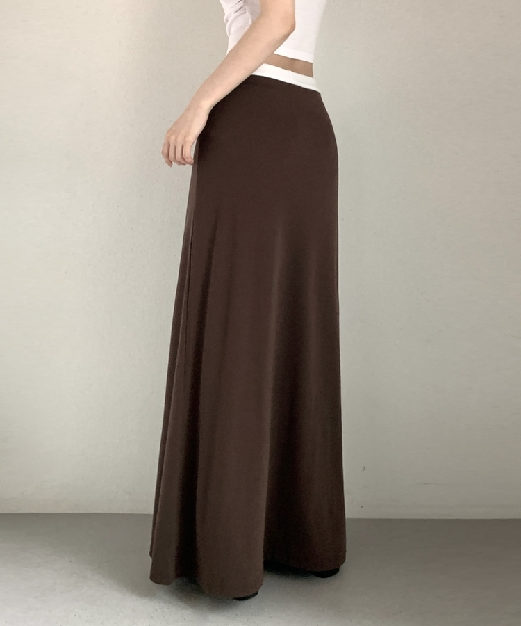 【丈別】バイカラーロングスカート BROWN