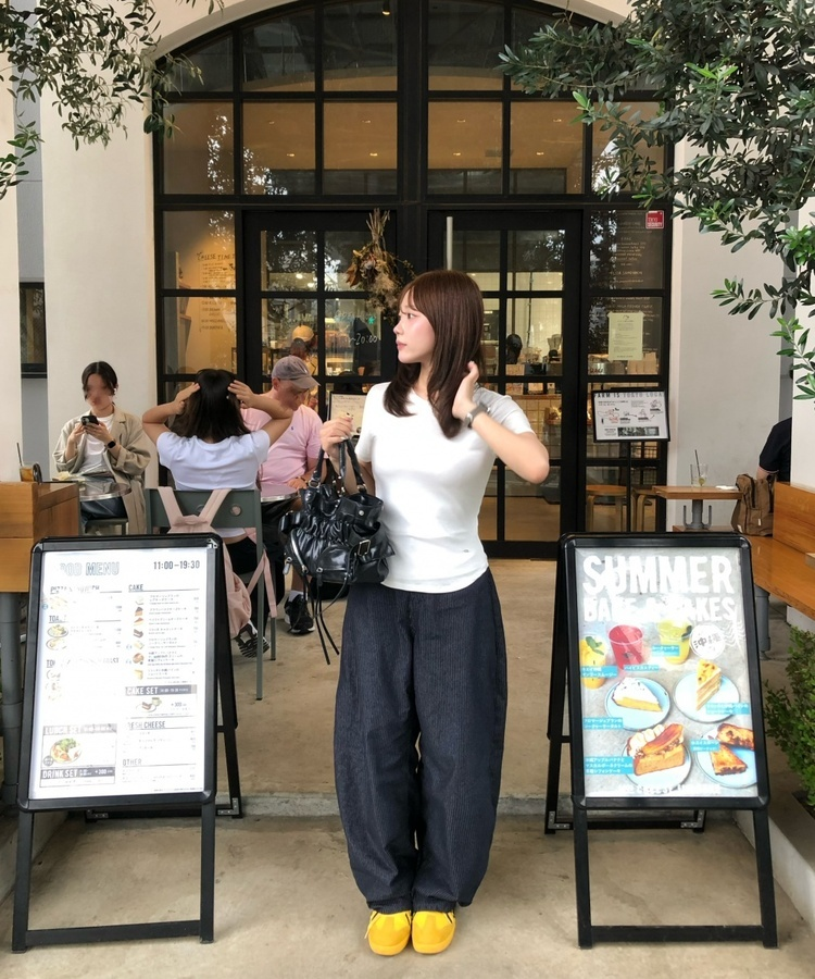 스트라이프 벌룬 팬츠 네이비