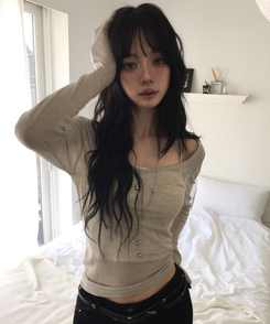 レイヤードディープVネック長袖Tシャツ(12color) OATMEAL